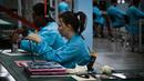 Teknisi wanita menyelesaikan proses perakitan tablet PC berteknologi Haier China di Gedeme, Havana, Kuba (15/5). Kuba-China menjalani kemitraan dalam bidang industri elektronik komputer. (AFP Photo/Adalberto Roque)