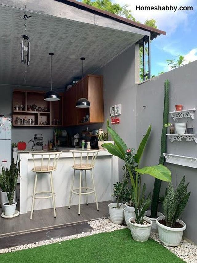 Dapur Letter L Minimalis Semi Outdoor