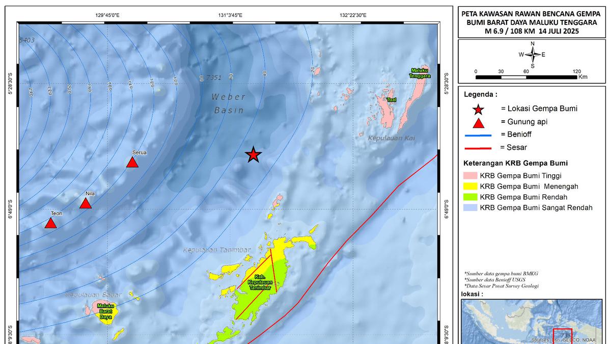 Analisa Badan Geologi soal Gempa Magnitudo 6,9 yang Guncang Maluku Tenggara