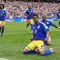Penggawa Curaçao Livano Comenencia merayakan gol ke gawang Jerman pada Piala Dunia 2026. (AP Photo/Eric Gay)