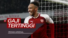 Berita motion grafis 5 pemain Arsenal dengan gaji tertinggi, Pierre-Emerick Aubameyang di posisi kedua.