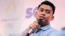 Atlet menembak, Fathur Gustafian memberikan keterangan dalam acara pengumuman SCM Grup sebagai pemegang hak siar Olimpiade Paris 2024 di Studio Lt 8 SCTV Tower, Senayan, Jakarta, Rabu (19/06/2024). (Bola.com/Bagaskara Lazuardi)