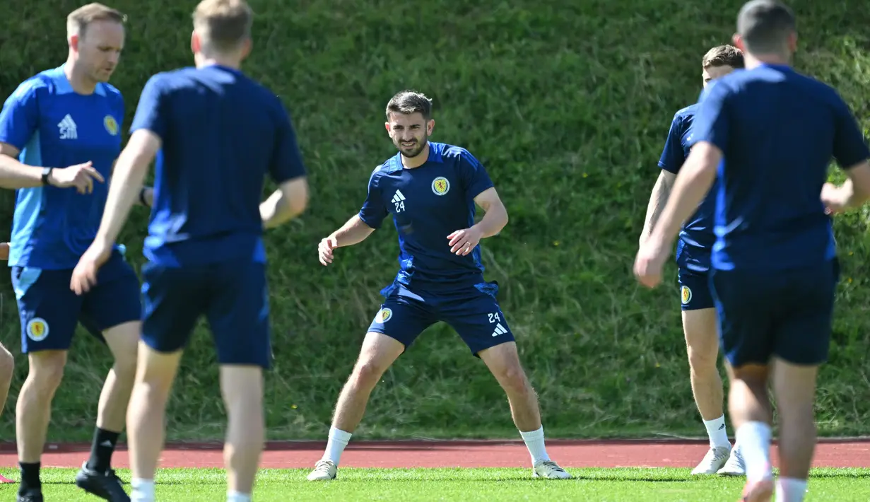 Di laga pembuka Euro 2024, Tartan Army takluk dari tuan rumah Jerman dengan skor telak 1-5. (MIGUEL MEDINA / AFP)