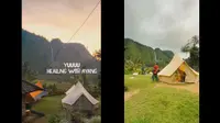 Viral Rumah Abah Jajang dengan Pemandangan Air Terjun Jadi Tempat Camping. (Twitter |&nbsp;@4nneve)