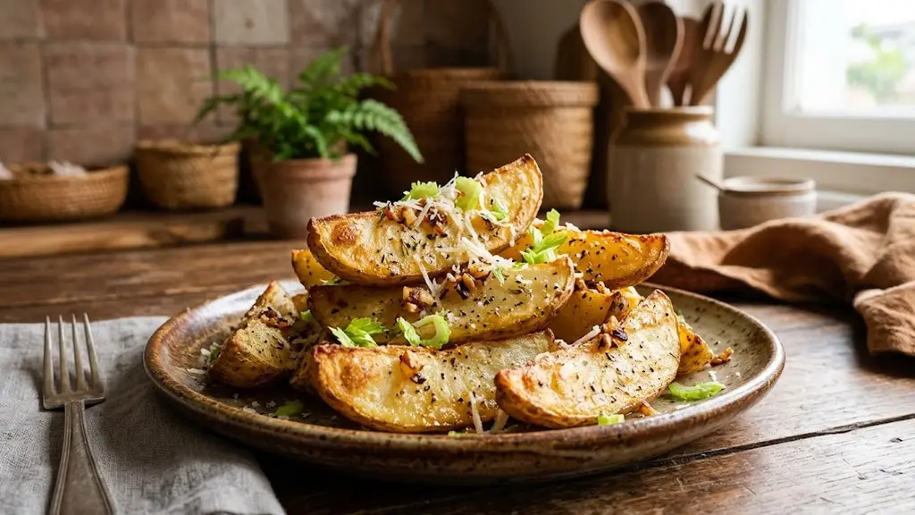 Kentang Wedges Bawang Putih Panggang yang Gurih. (AI Generated)