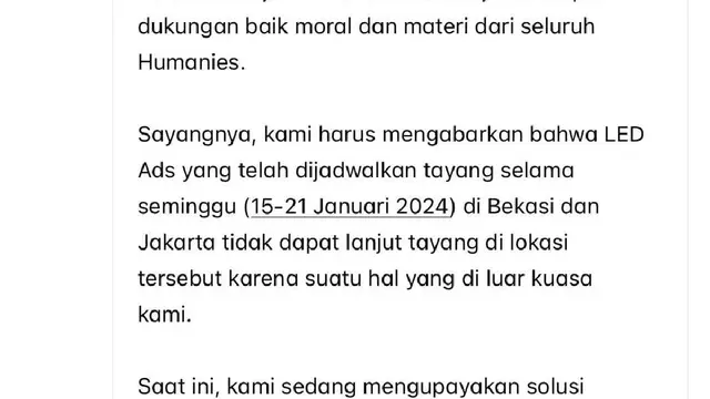 Pengumuman iklan videotron Anies Baswedan di-take down