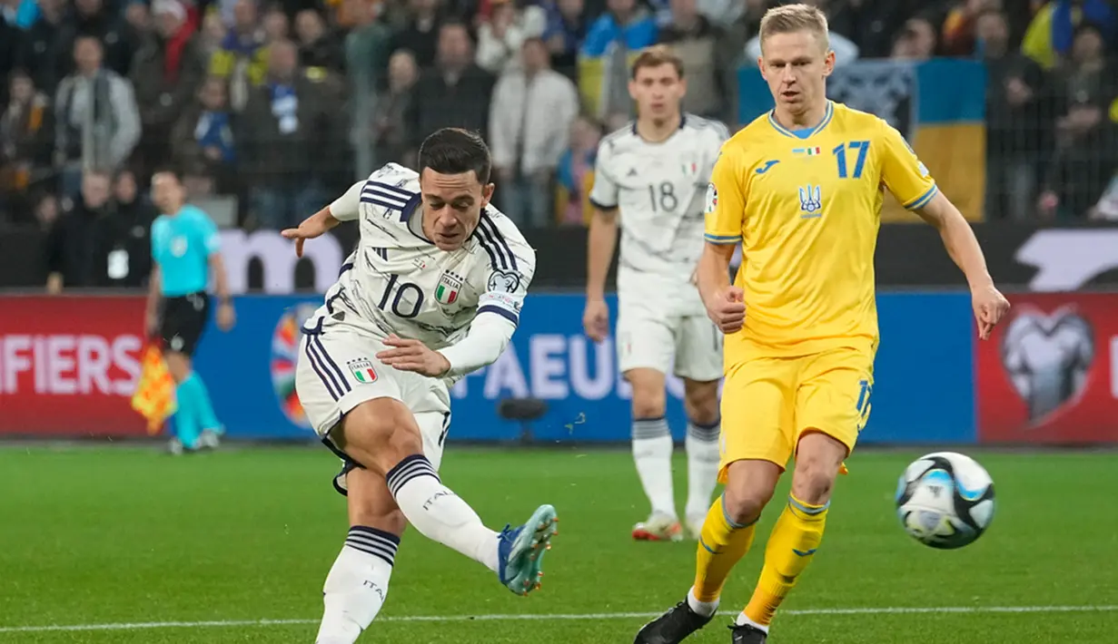 Sementara Ukraina masih punya peluang lolos ke Euro 2024 melalui jalur play-off. (AP Photo/Martin Meissner)
