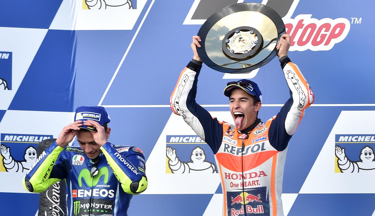 Bahkan mantan pebalap Itali Loris Reggiani menyebutkan bahwa cedera yang dialami Marc Marquez saat ini merupakan karma lantaran telah menggagalkan The Doctor jadi juara dunia MotoGP 2015. (Foto: AFP/Paul Crock)