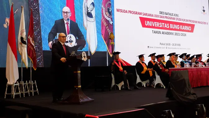<p>Universitas Bung Karno (UBK) kembali menggelar acara wisuda yang berlangsung khidmat di Birawa assembly Hall Bidakara Jakarta (Istimewa)</p>