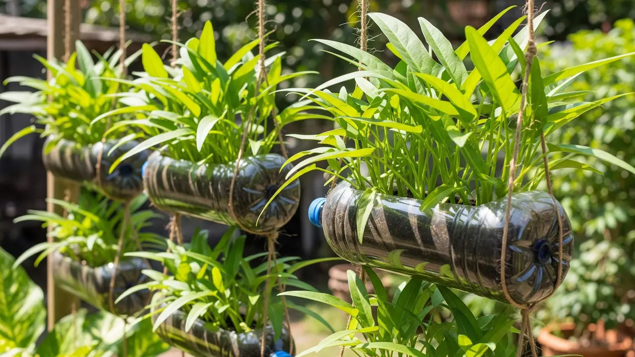 Ide Menanam Kangkung Gantung Pakai Botol Bekas agar Cepat Panen
