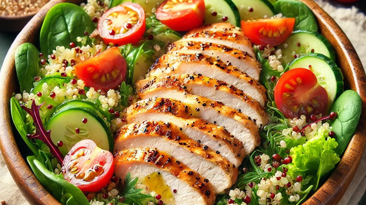 1. Salad Ayam Panggang dengan Quinoa