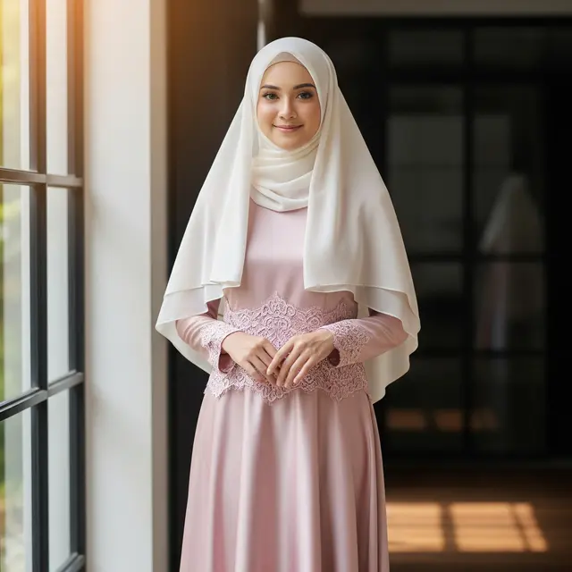 9 Model Gamis Brokat Satin Kombinasi Renda Timeless Elegan, Pilihan Busana Anggun