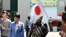 Menteri Kehakiman Jepang Yoko Kamikawa (tengah) saat tiba di Lapas Kelas IIA Narkotika Jakarta di Cipinang, Jakarta, Sabtu (9/9). Kedatangan Menteri Yoko disambut para tahanan yang memakai seragam pramuka lengkap. (Liputan6.com/Angga Yuniar)