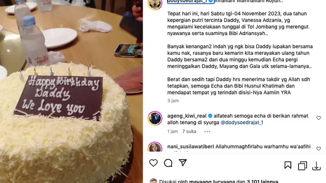 Tepat Dua Tahun Vanessa Angel Meninggal Dunia, Doddy Sudrajat Kenang Momen Terakhir Rayakan Ulang Tahun. (instagram.com/dodysoedrajat_1)