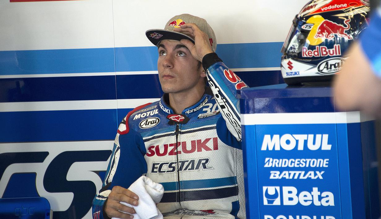 Pebalap asal Spanyol Maverick Vinales dari tim Suzuki saat balapan di Sirkuit Indianapolis, Indiana.(Getty Images/AFP)