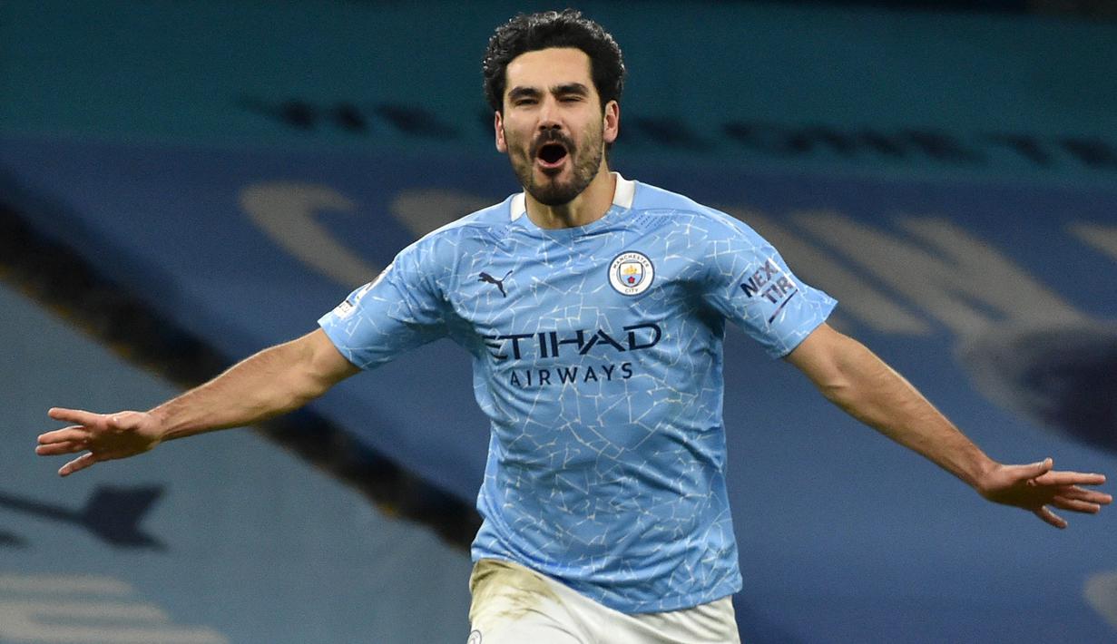 Ilkay Gundogan. Gelandang Jerman berusia 31 tahun ini telah mencetak total 31 gol di Liga Inggris sejak Pep Guardiola membesut Manchester City pada awal musim 2016/2017. Gundogan sendiri didatangkan dari Borussia Dortmund berbarengan dengan kehadiran Pep Guardiola. (AFP/Pool/Rui Vieira)