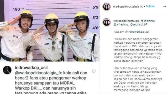 Indro Warkop tegur trio Mirip Warkop DKI