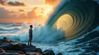 arti mimpi ombak besar di laut ©Ilustrasi dibuat Stable Diffusion