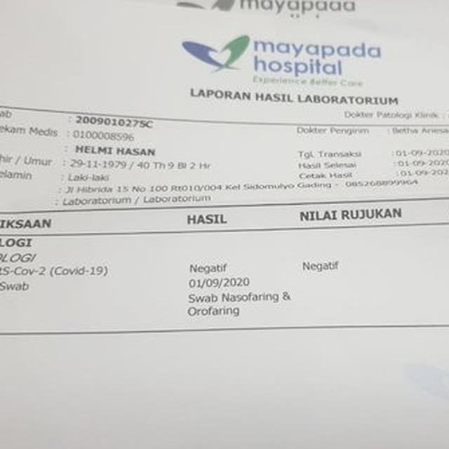 Contoh Surat Hasil Swab Pcr - Nusagates
