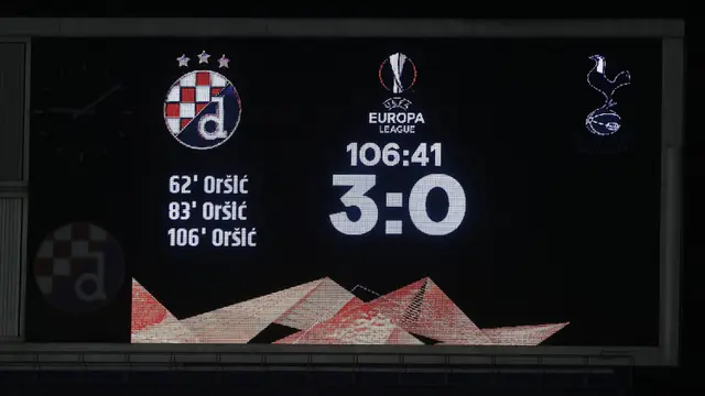 FOTO: Tak Didampingi Pelatih Utama yang Dibui, Dinamo Zagreb Sukses Singkirkan Tottenham - Layar Skor Stadion