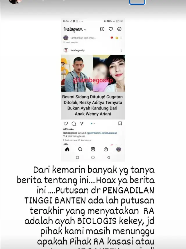 Unggahan Wenny Ariani. (Foto: Dok. Instagram @wenny_kekey_real)