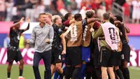 Pelatih Kanada, Jesse Marsch, berselebrasi merayakan gol timnya saat melawan Afrika Selatan di Los Angeles Stadium, Senin (29/6/2026) dini hari WIB. (Fran Santiago / GETTY IMAGES NORTH AMERICA / Getty Images via AFP)