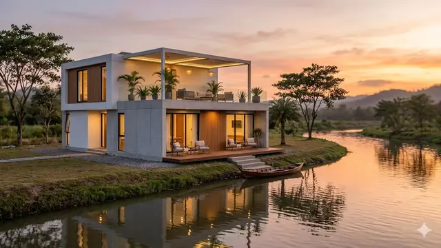Contoh Rumah di Pinggir Sungai