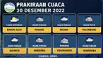Badan Meteorologi, Klimatologi, dan Geofisika (BMKG) telah mengumumkan prakiraan cuaca hari ini di laman resminya. Di sejumlah daerah diprediksi akan terjadi hujan ringan, hujan sedang, hingga hujan lebat.