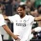 Adriano of Intercelebrates with teammate Zlatan Ibrahimovic after scoring against Panathinaikos&#039; during group B Champions League game at Athens Olympic stadium on September 16, 2008. AFP PHOTO/Aris Messinis