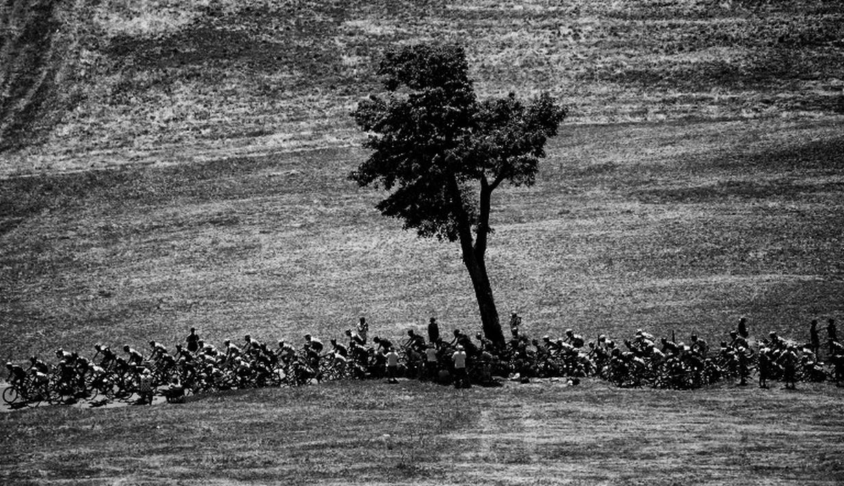 Pebalap mengarugi Etape 11 Tour de France yang berjarak 188 km antara Pau dan Cauterets, Prancis. (15/7/2015).  (AFP Photo/Jeff Pachoud)