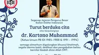 dr Kartono Muhammad, mantan Ketua Umum Pengurus Besar Ikatan Dokter Indonesia meninggal dunia. Kartono dipastikan negatif Corona COVID-19