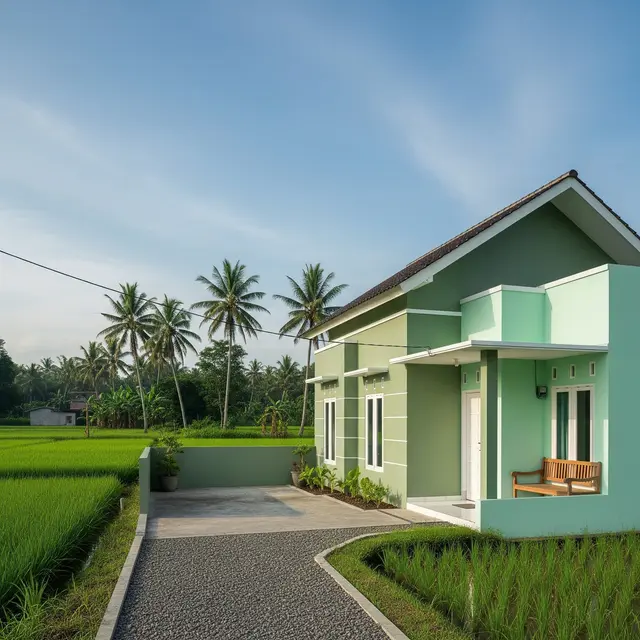 Warna Cat Rumah Kecil di Desa Ini Bikin Hunian Tampak Luas dan Estetik (Image by Gemini AI)