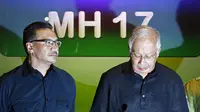 Dalam konferensi pers ini Perdana Menteri Malaysia Najib Razak meminta keadilan segera ditegakkan bagi mereka yang bertanggung jawab jika pesawat Malaysia Airlines MH17 yang jatuh di Ukraina terbukti ditembak. (18/7/14) (REUTERS/Samsul Said)