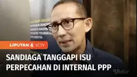 Ketua Badan Pemenangan Pemilu Partai Persatuan Pembangunan, Sandiaga Uno merespons isu perpecahan internal di PPP. Sandiaga menyatakan isu perpecahan di internal PPP terkait dukungan bakal capres sebagai dinamika politik.