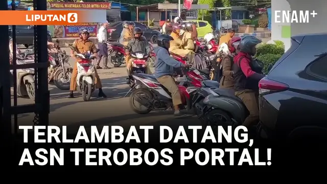 VIDEO: Hari Pertama Masuk, Puluhan ASN Telat dan Nekat Terobos Portal