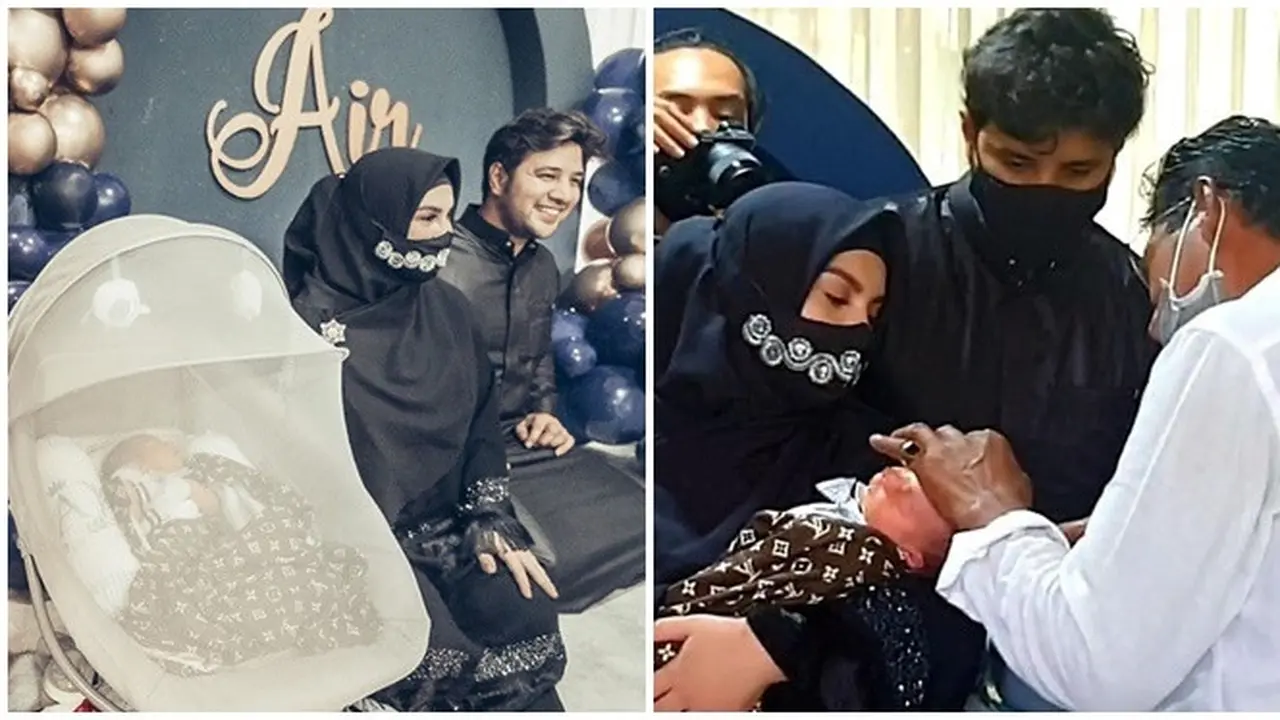 7 Momen Acara Akikah Air Rumi Akbar 1453 Anak Irish Bella dan Ammar Zoni, Serba Biru