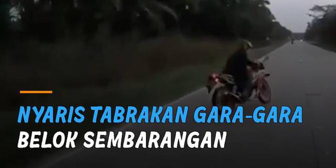 VIDEO: Dua Pemotor Nyaris Tabrakan Gara-Gara Belok Sembarangan