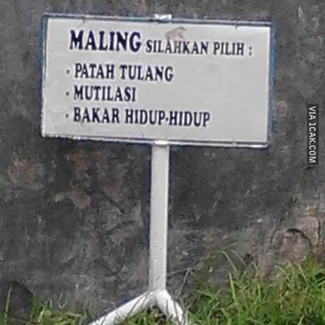 6 Tulisan Peringatan untuk Maling di Tempat Umum Ini Bikin Tepuk Jidat
