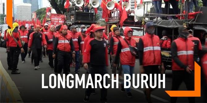 VIDEO: Kongres Aliansi Serikat Buruh Indonesia Longmarch Menuju Istana Negara