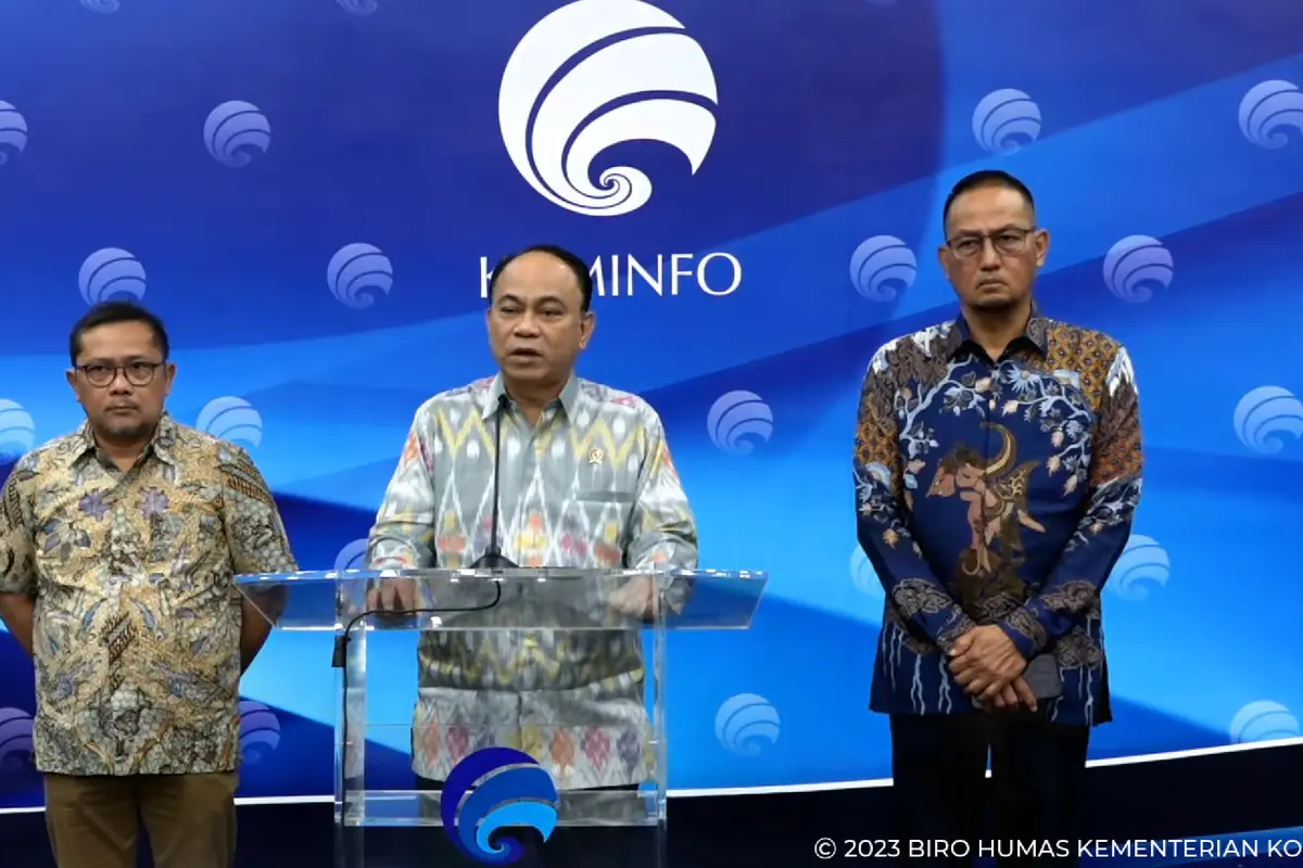 Menkominfo Budi Arie dalam konferensi pers di Jakarta, Jumat (20/10/2023) (Kemkominfo TV)