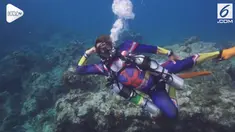 Perayaan Halloween di bawah laut dilakukan para penyelam di Florida Keys National Marine Sanctuary off Key Largo.