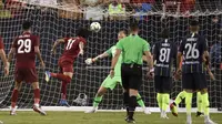 Mohamed Salah saat mencetak gol ke gawang Manchester City di International Champions Cup 2018 (AP Photo/Julio Cortez)
