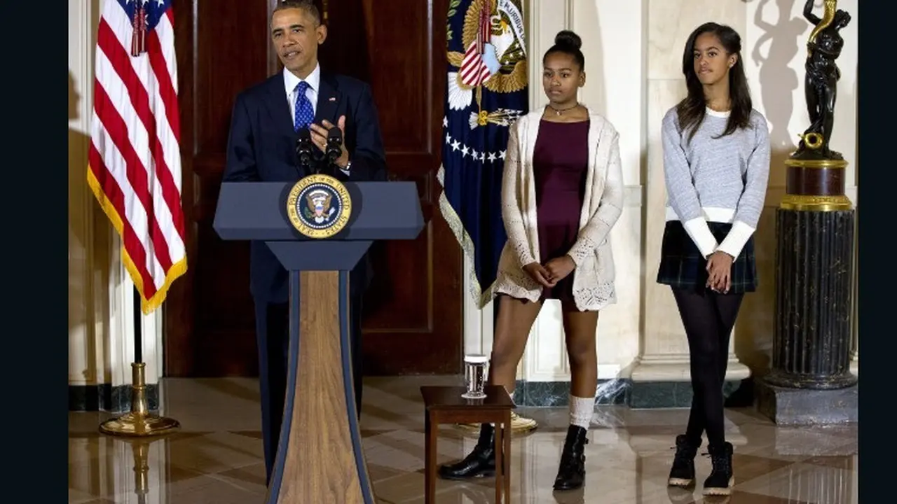 Obama didampingi kedua putrinya, Malia dan Sasha