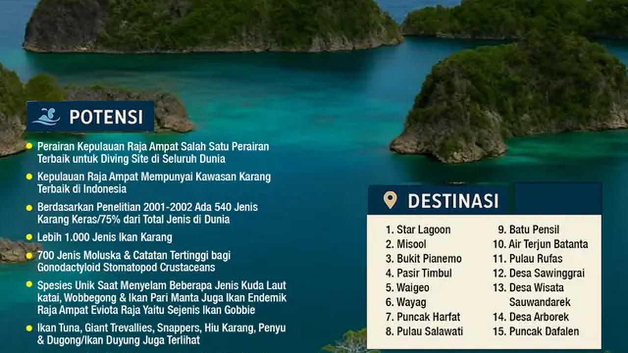 Infografis Daya Pikat Wisata Raja Ampat. (Liputan6.com/Abdillah/Gotri)