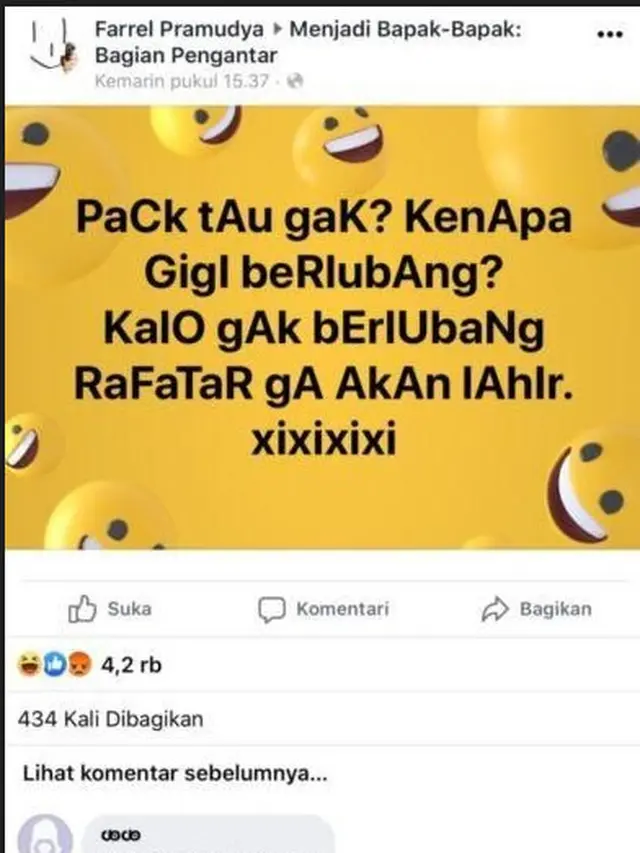 6 Tulisan Jokes Bapak-Bapak di Medsos Pakai Huruf Besar dan Kecil Ini Kocak