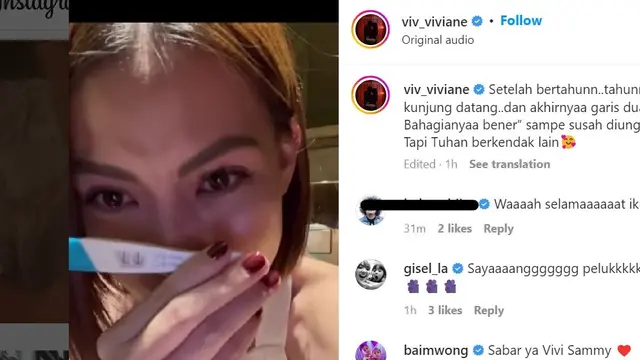 Viviane istri Sammy Simorangkir saat mengumumkan keguguran anak kedua