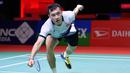 Ng Ka Long Angus. Tunggal putra Hongkong yang menjadi unggulan ke-7 ini harus mengakui keunggulan pemain India, Prannoy Haseena Sunil Kumar (Prannoy H.S) dengan dua game langsung, 14-21, 19-21. Ng Ka Long Angus masih unggul 4-3 dalam head to head dengan Prannoy H.S. (AFP/PBSI)