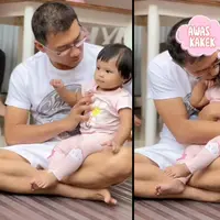Musisi Anang Hermansyah menikmati hari-harinya main dengan cucunya. Baby Ameena merupakan cucu pertama Anang Hermansyah. Berikut momen gemas suami Ashanty itu bersama anak Aurel Hermansyah dan Atta Halilintar. [Instagram/ananghijau]