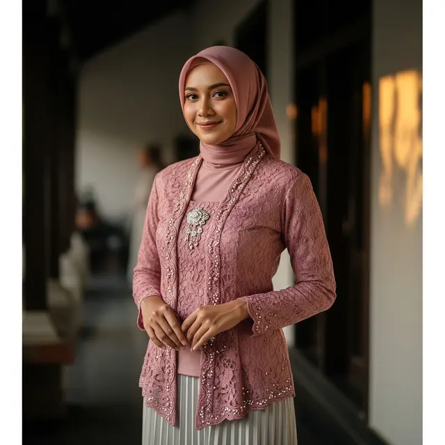 Panduan Memilih Warna Kebaya Rok Plisket yang Paling Cocok untuk Kulit Sawo Matang (Image by Gemini AI)