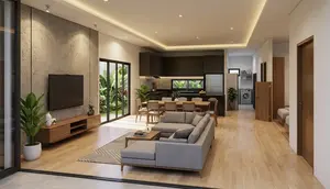 7 Desain Rumah 3 Kamar dengan Ruang Keluarga Tanpa Dinding Pembatas